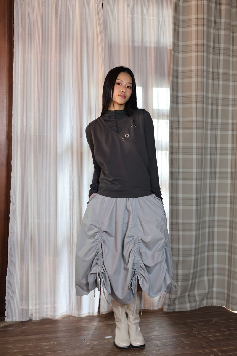  drawn ruffle skirt_grey