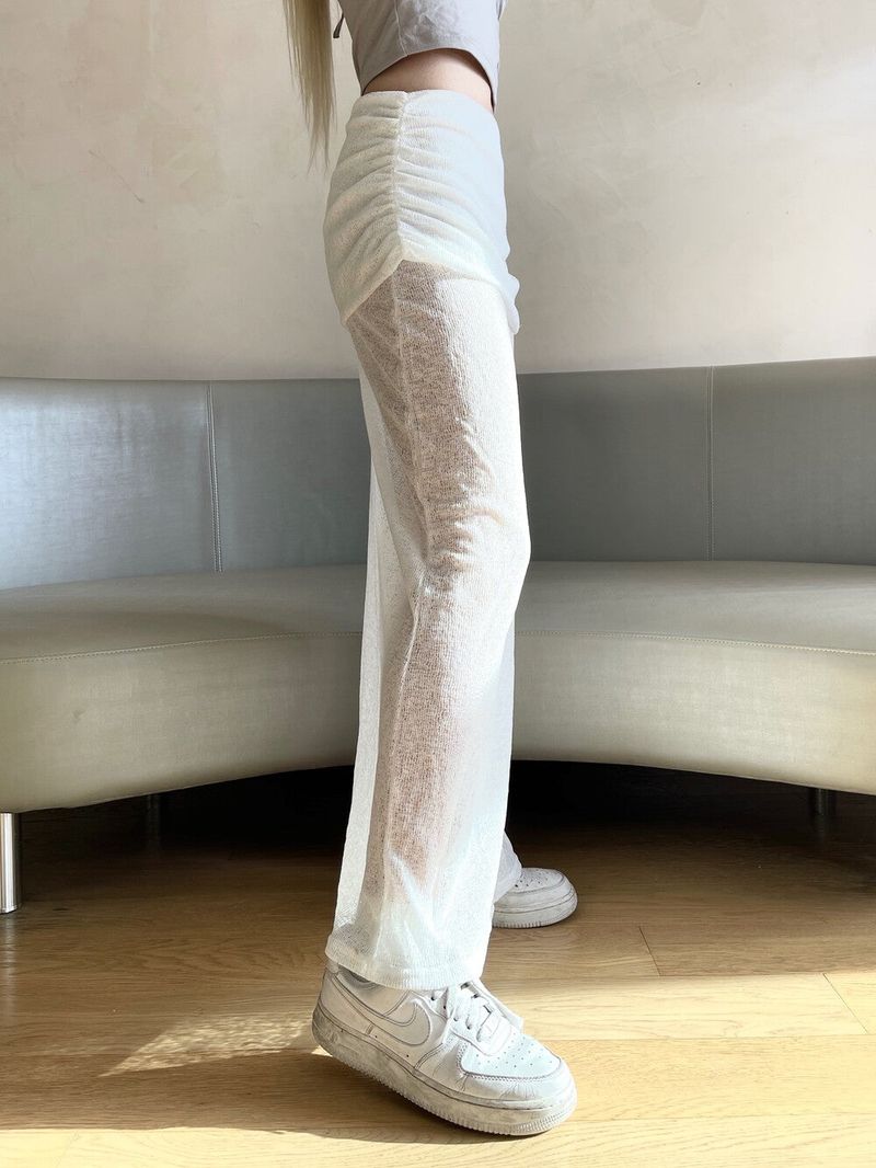 1380. Knit see-through flap long sk (2color)