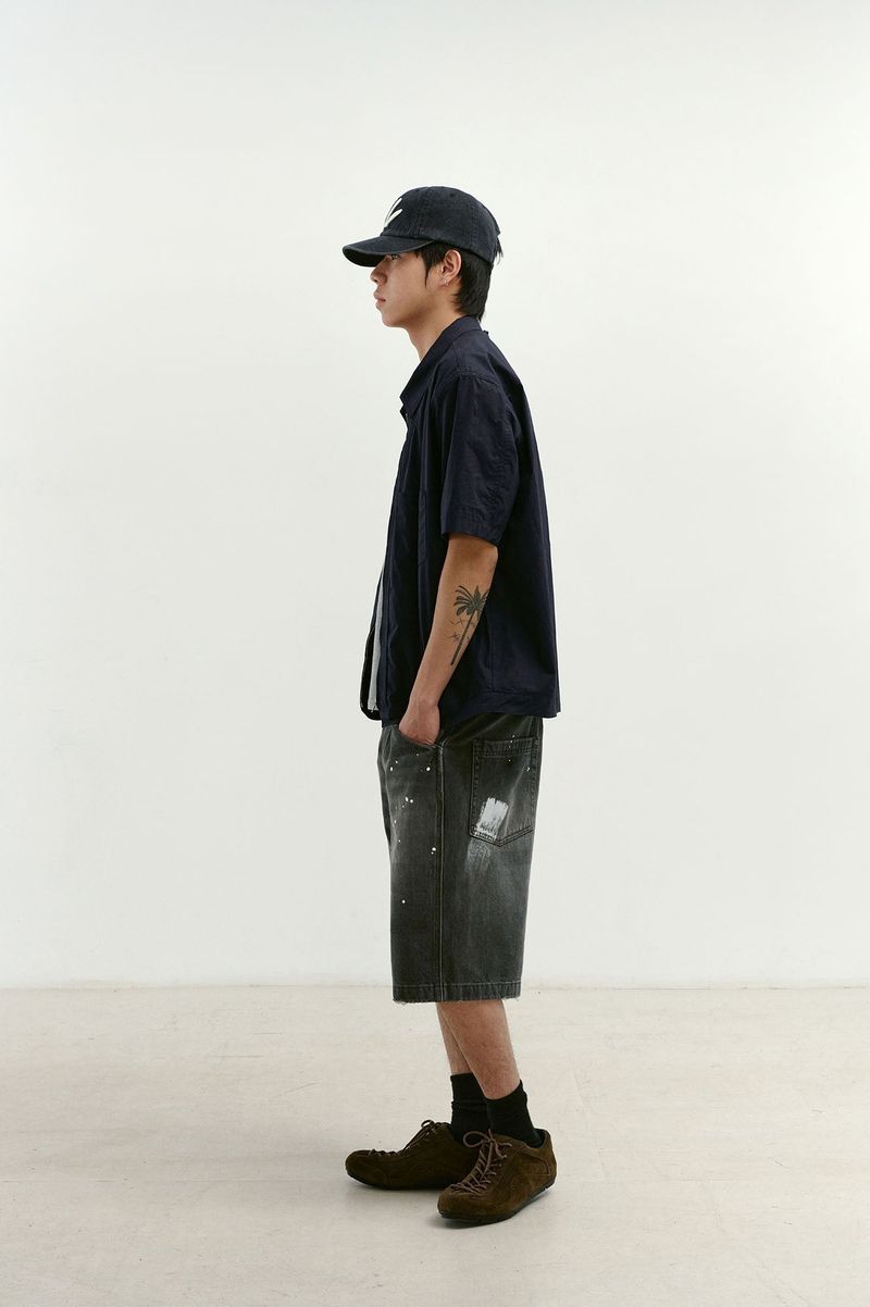 Field Panel Paper Half Shacket (Navy)