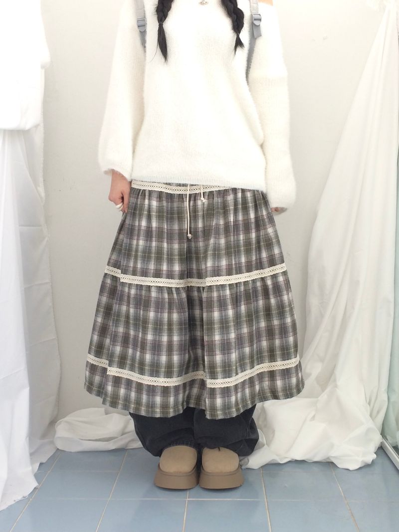 Hazel latte checkered skirt