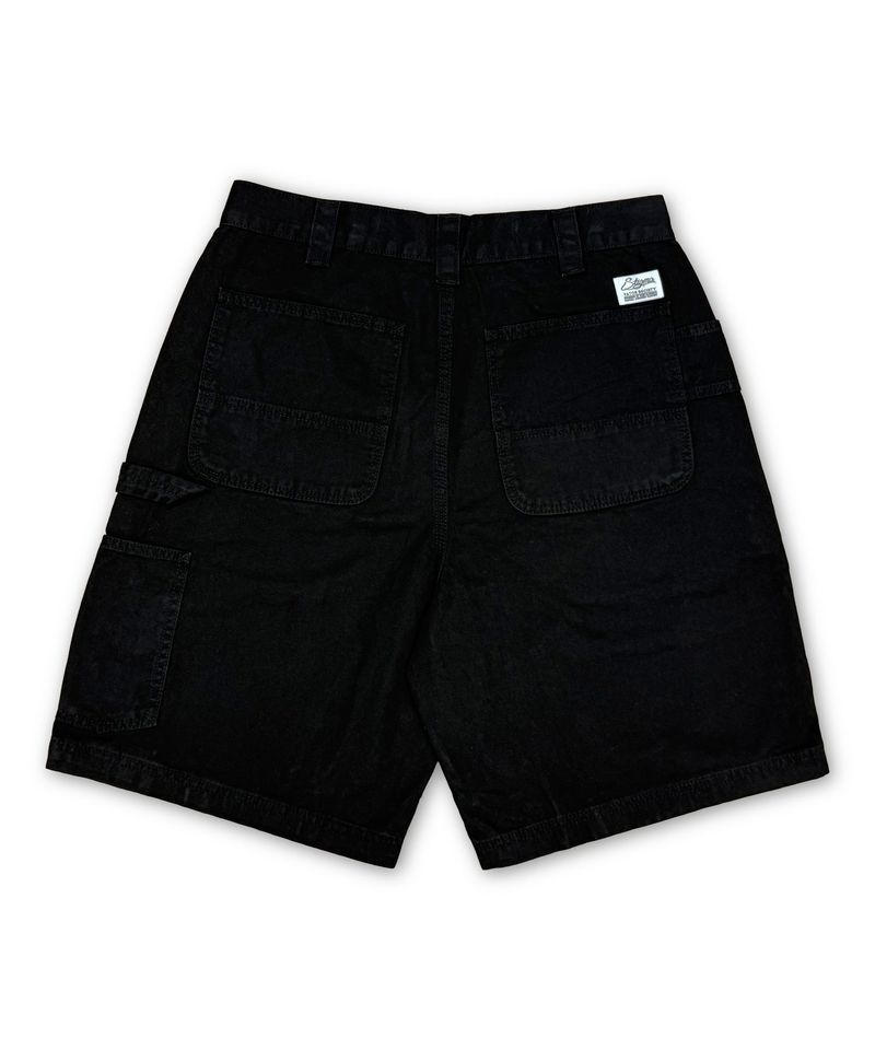 WASHED CANVAS CARPENTER BERMUDA PANTS BLACK