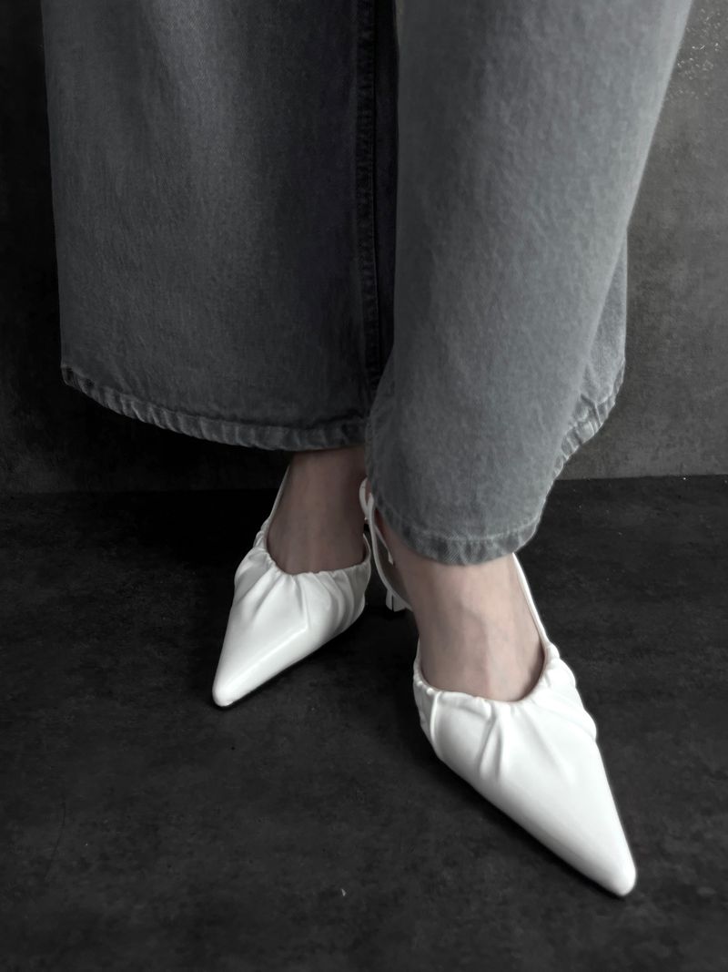 shirring leather stiletto heels (2color)