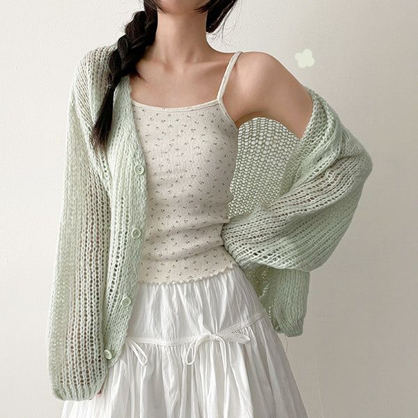 Notts Loose Fit V-Neck Thin Fit Knit Cardigan (6 colors)