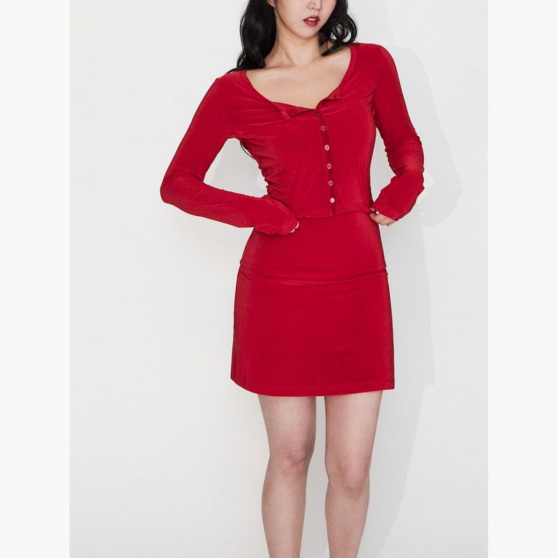 Phoebe Mini Dress Set in Cardinal Red