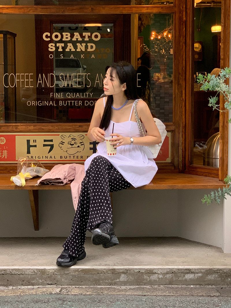 [MADE] Dot Pleated Long Bootcut Pants
