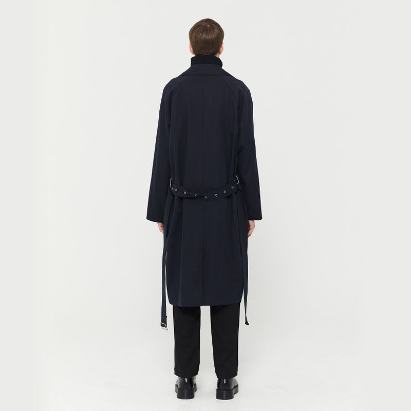 Studio Single Trench Coat Navy