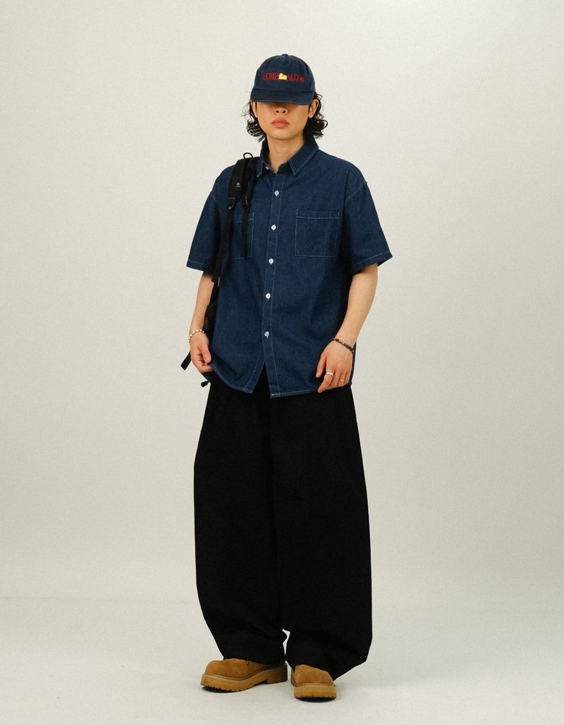 BEE Curved Line Pin-tuck Balloon Pants