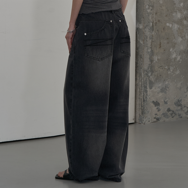 ZIZEMUSEUM（ジゼミュージアム）の「POCKET DETAIL WIDE DENIM PANTS (WASHED BLACK)（Pants）」