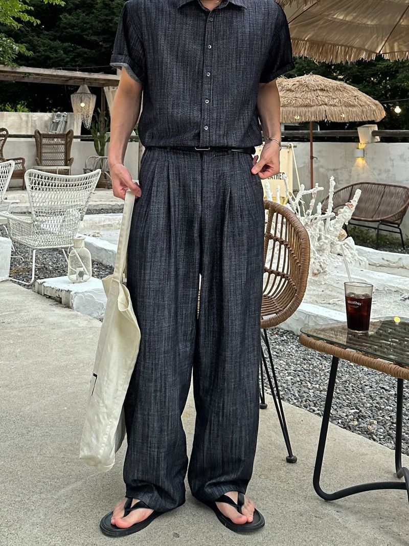 Olin linen two tuck wide denim