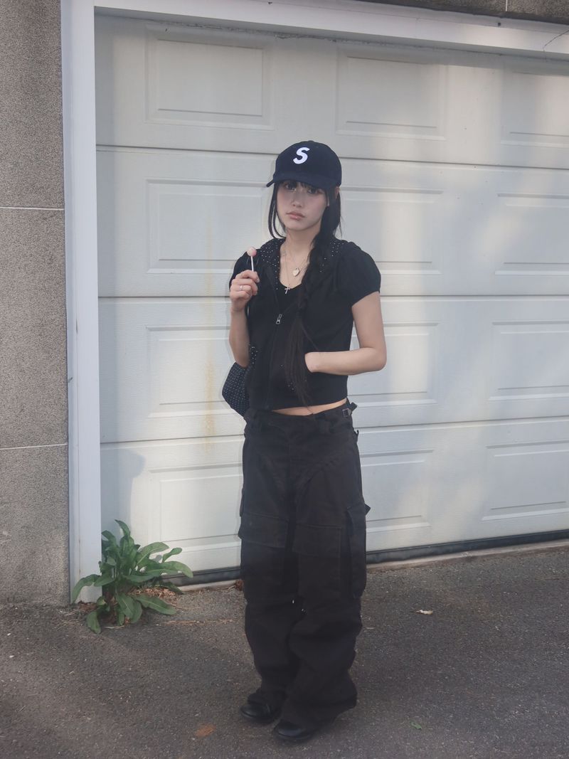  Puffed sleeve dot hoodie _ Black