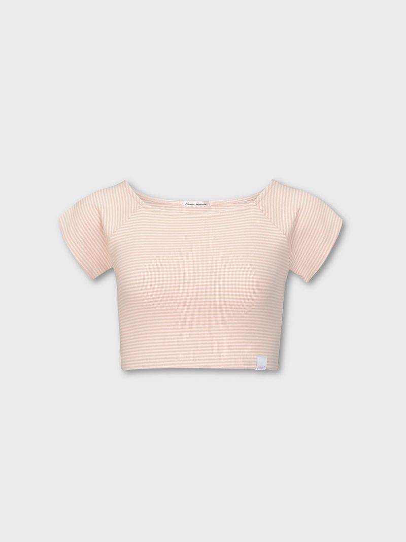 Stripe Raglan Crop Top(PINK)
