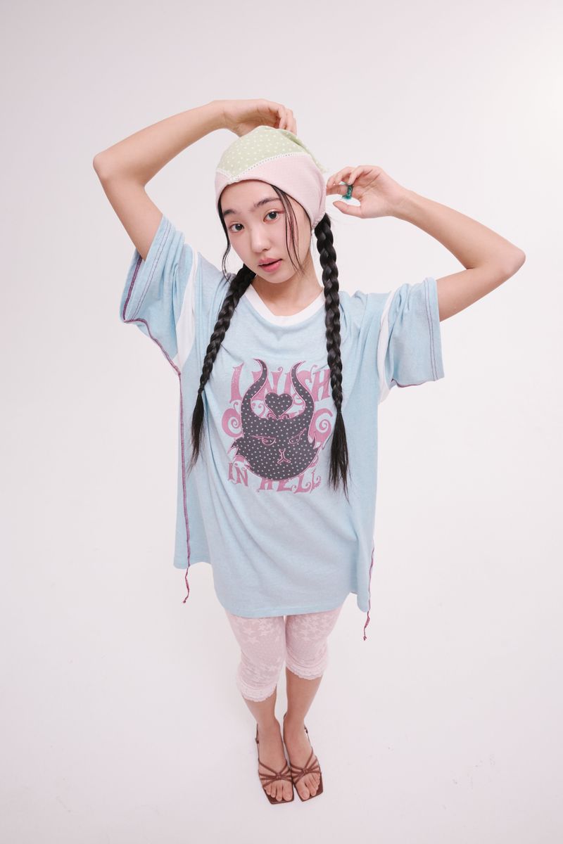 Devil cat T-shirts blue