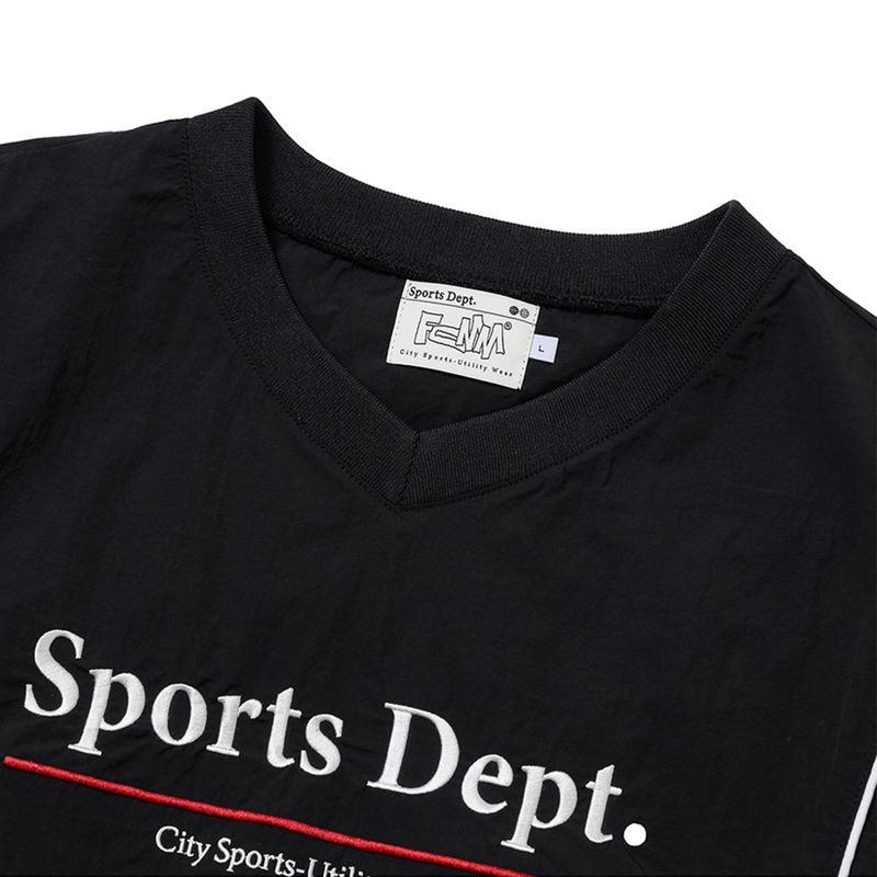 Sports Dept Logo Piping Nylon Pullover - Black