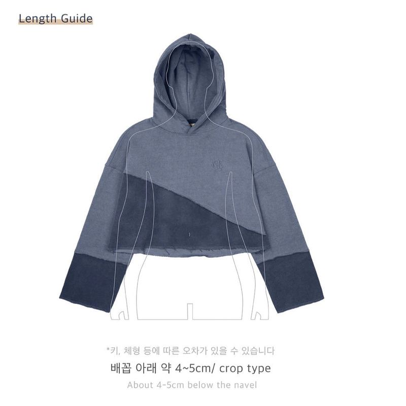 PIGMENT TWO BLOCK CROP HOODIE_BLUE NAVY