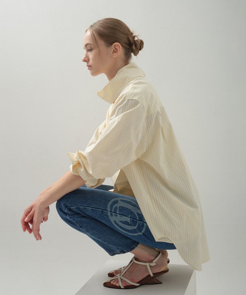 Drape Scarf Shirt_Beige