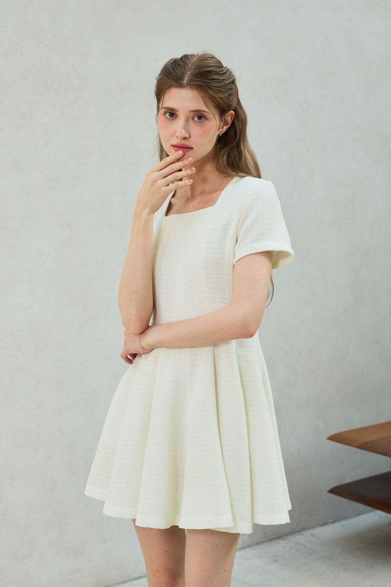 LANI TWEED DRESS / WHITE