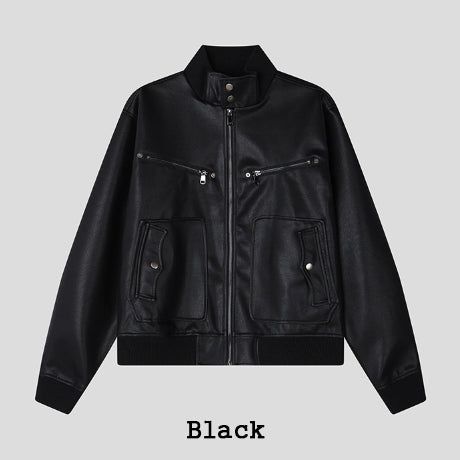 ビオディハイネックレザージャケット