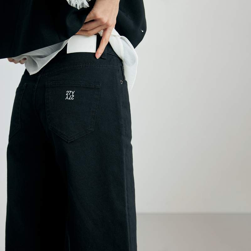 Relaxed Black Wide Jean - YW393
