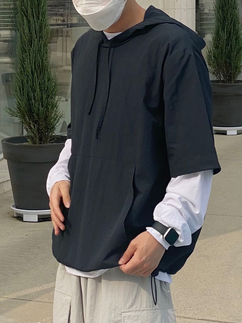 Garden Nylon String Hoodie Short Sleeve Tee  3C