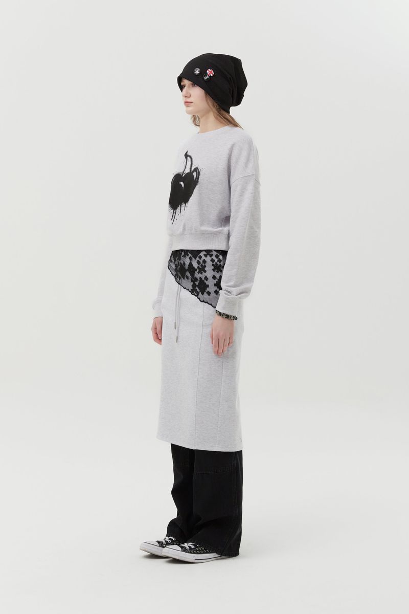 UNION JACK JERSEY MIDI SKIRT [MELANGE GRAY]