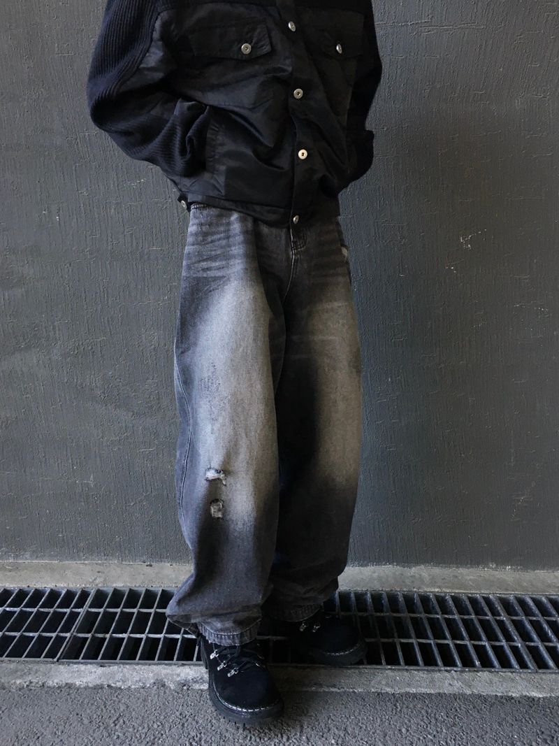 Swain Double Back Pocket Wide Denim Pants 2C