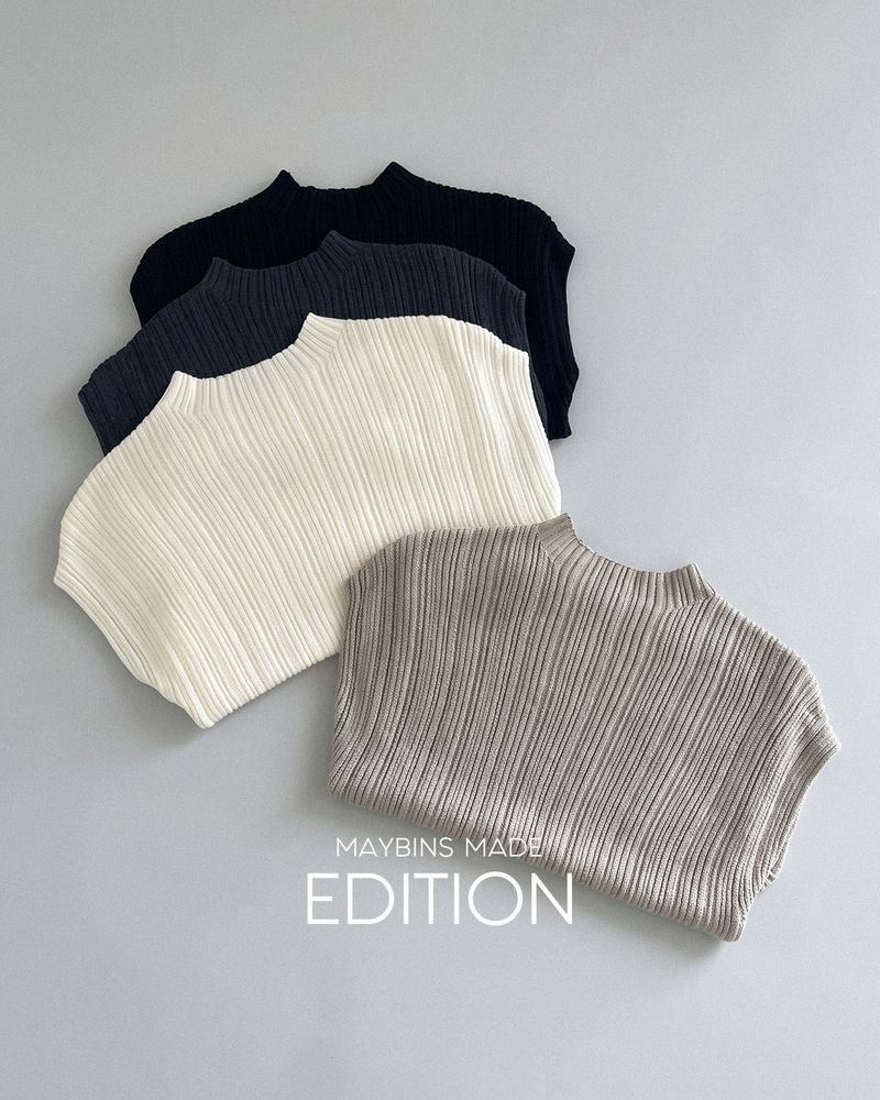 MADE. Perive mock-neck cap-sleeve knit