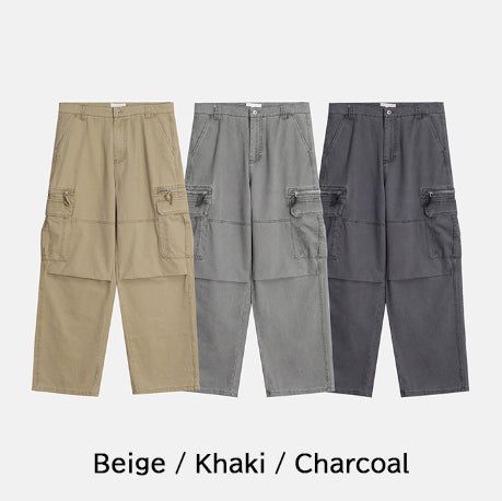 Radic Washed Zipper Cargo Wide Pants