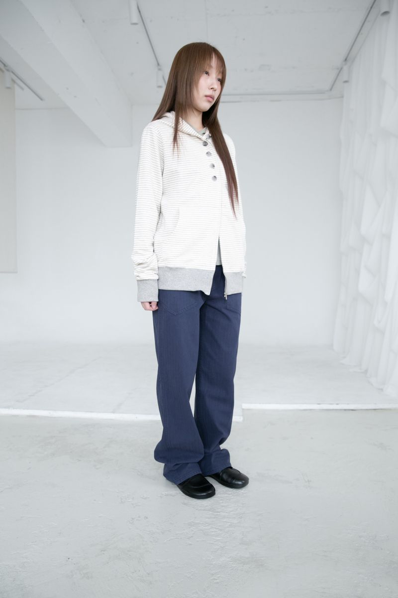 button twoway stripe hood zip-up(2colors)