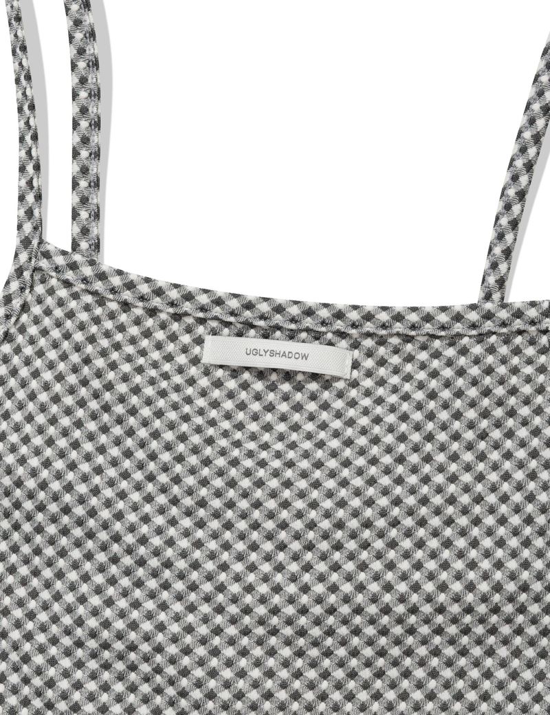 CHECKERED LACE SLEEVELESS(CHARCOAL)