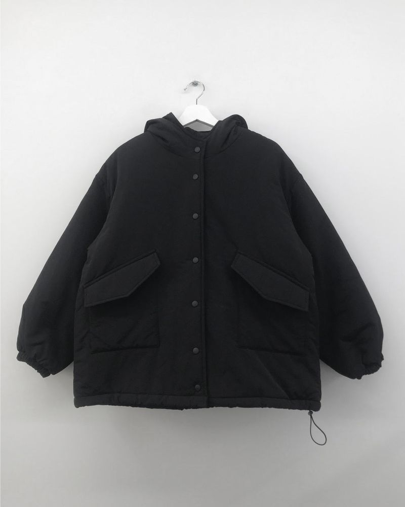 Matte Snap Hooded Padded Jacket (2 Colors)