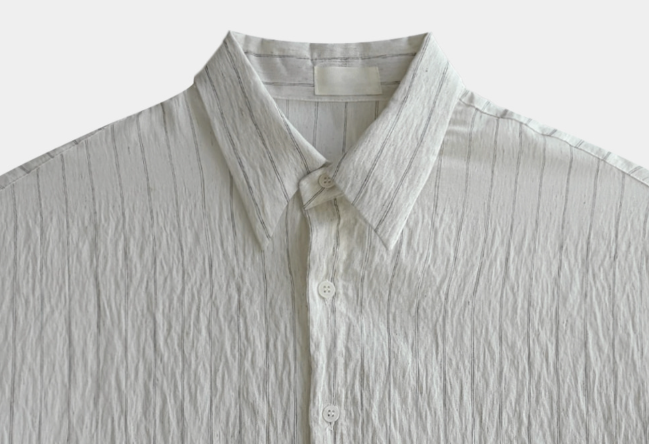 Look Leito Natural Linen Sheersucker Striped Shirt