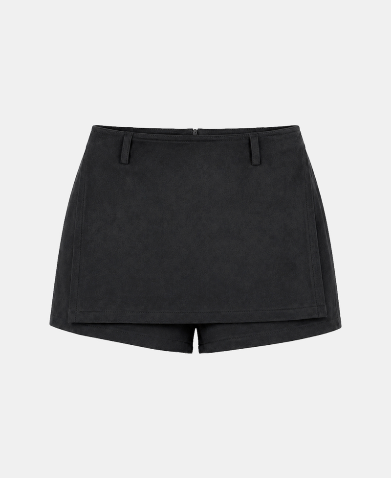 Suede Wrap Mini Skort