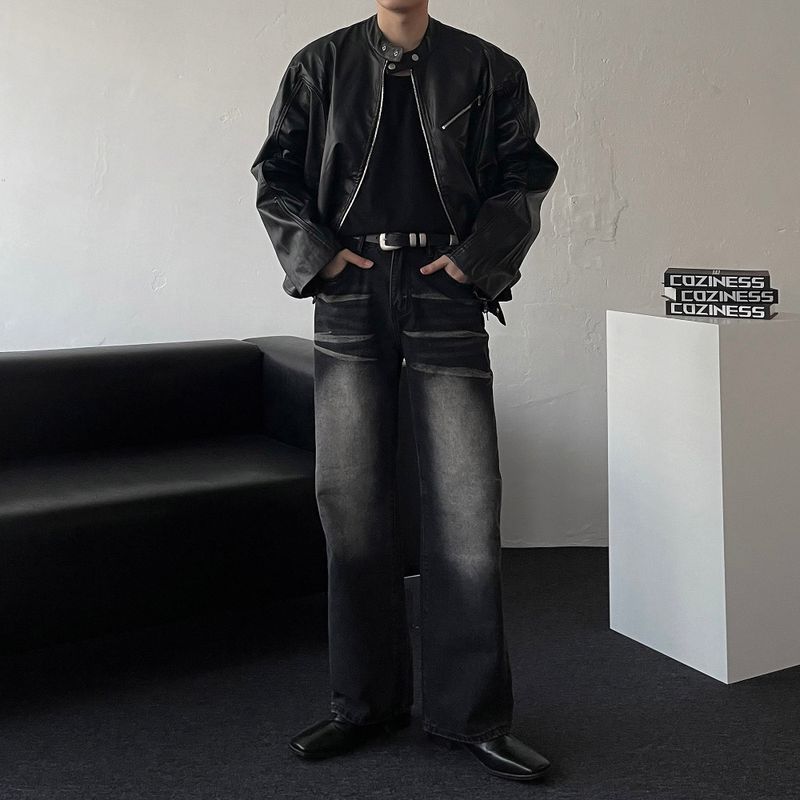 RU23118 Buffing Leather Jacket (2 colors)