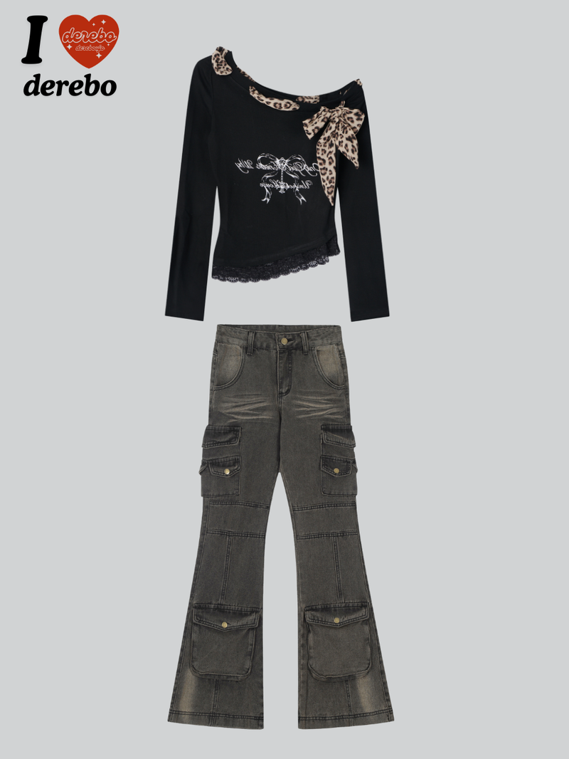 Pocket Semi Bootcut Denim Pants