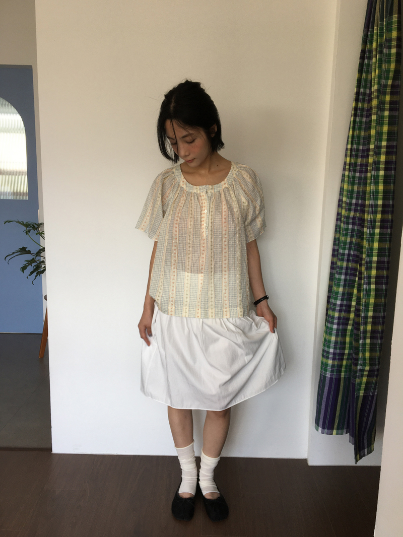 Marine button midi skirt (3color)
