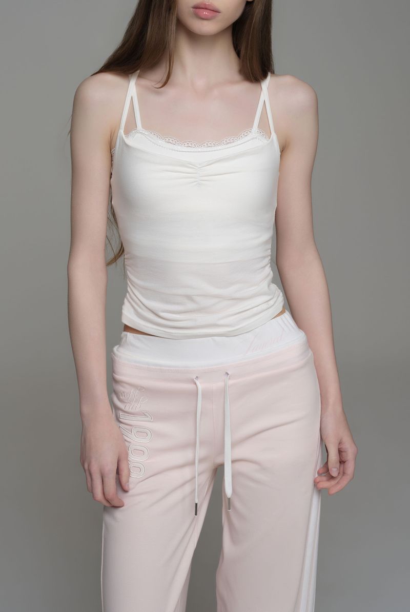 Strawberry milk sleeveless top, White