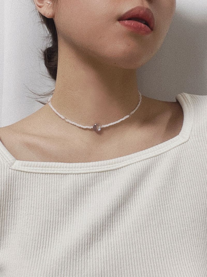Crystal Heart Me Beaded Choker Necklace