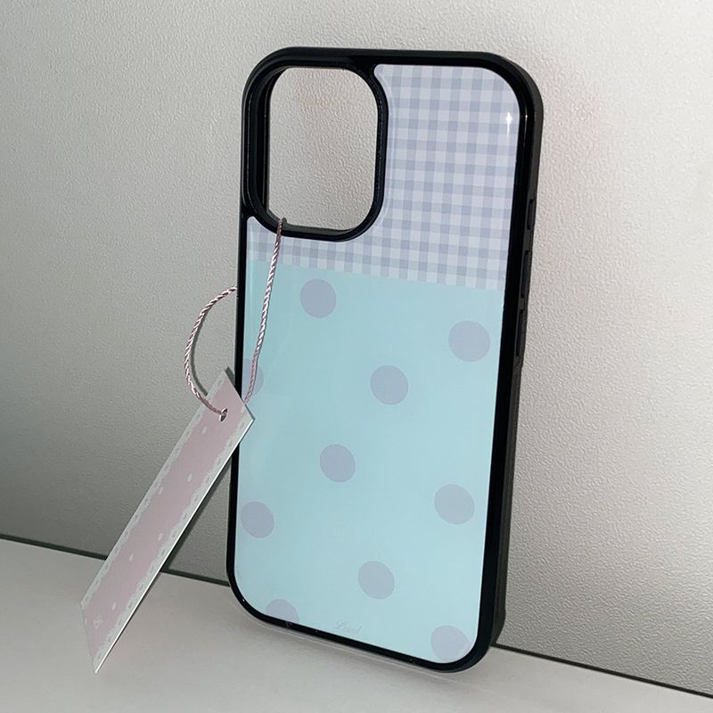 [MADE] [+MagSafe] DOT PATCH PHONE CASE MINT (glass black bumper)