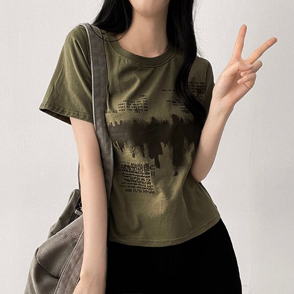 E-Tion lettering short-sleeved T-shirt