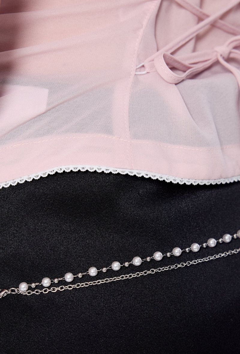 WHITE PEARL CHAIN BELT