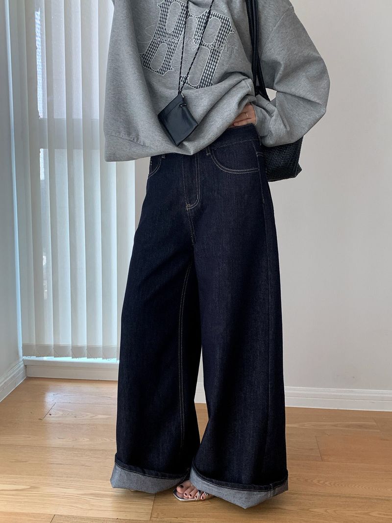 Deep green denim pants