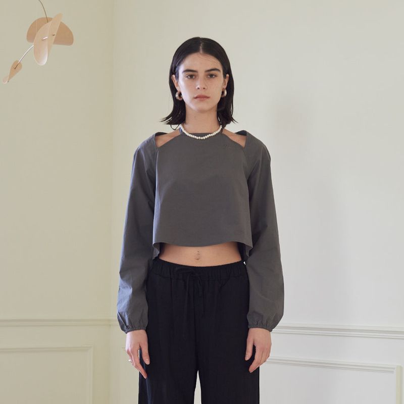 HALTER NECK BLOUSE (CHARCOAL)