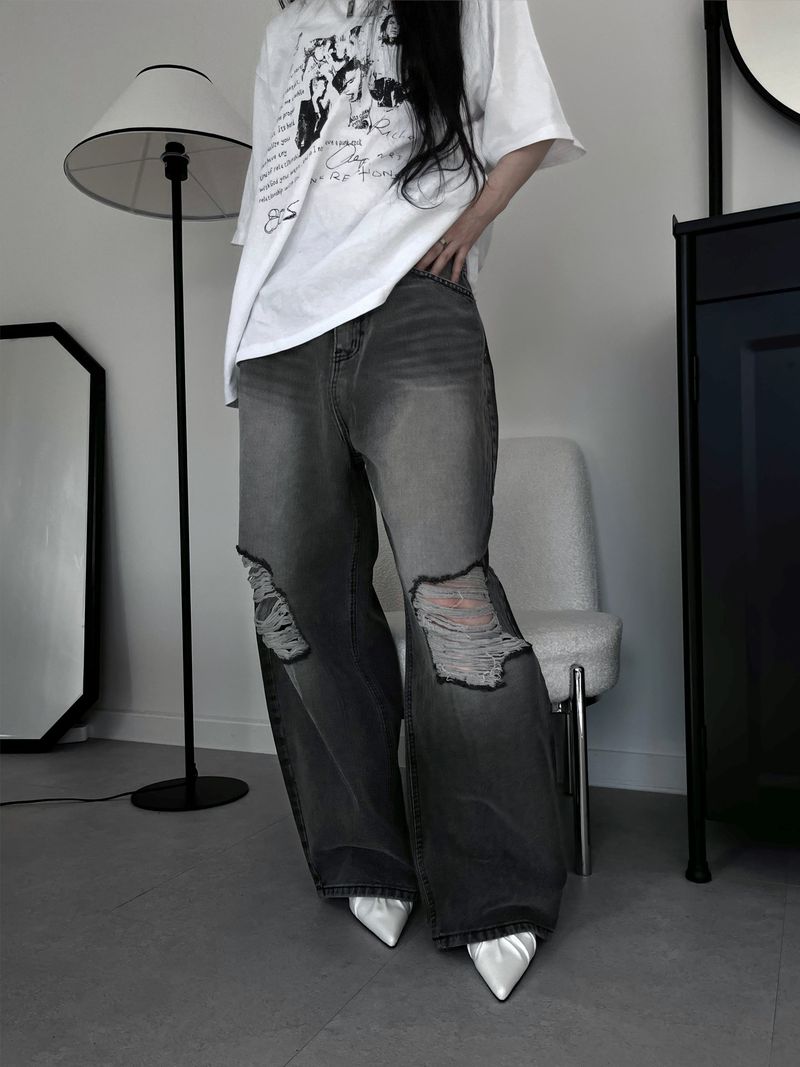 URBAN UNIQUE(アーバンユニーク)の「gray damaged balloon denim(Pants)」