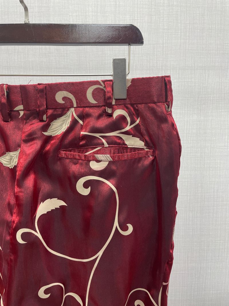 Red Glimmer  Soft  Constructed  Trousers 