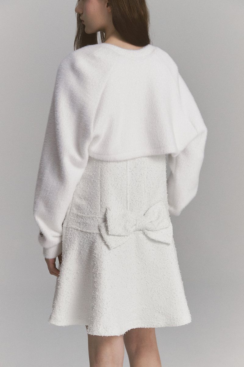 Fur Ribbon Bolero White