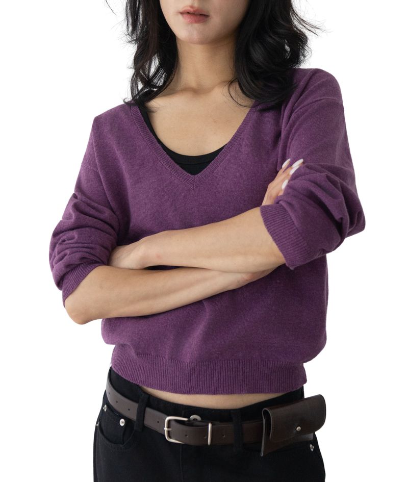 Bamboo Deep V-Neck Knit Top