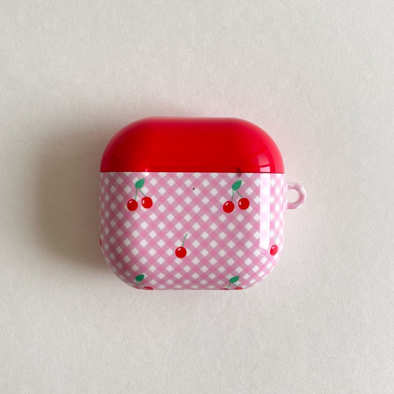 red cherry glossy hard airpods case