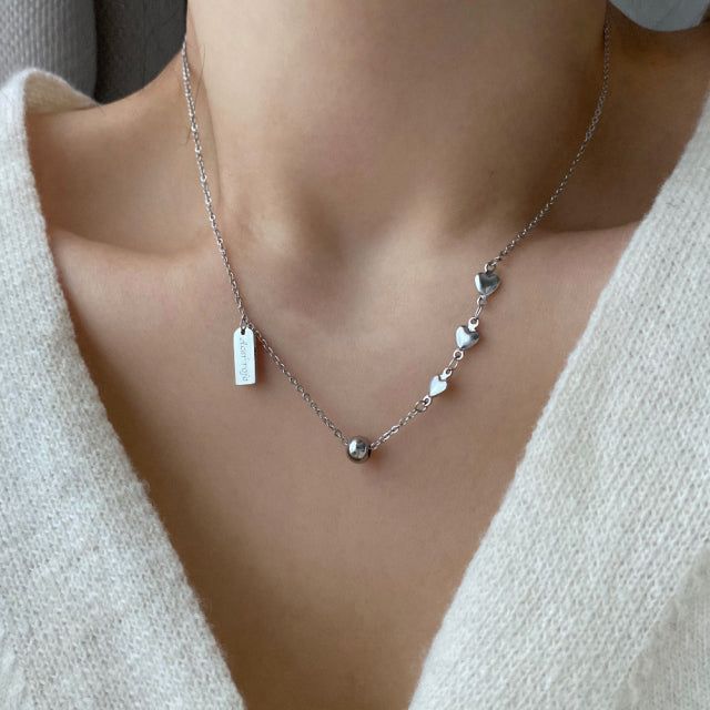 shii Ball Simple Heart Two Way Handmade Necklace