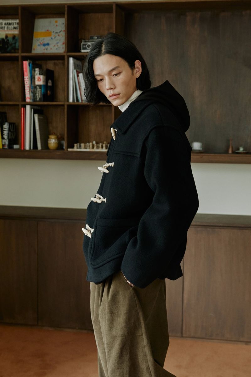 unisex half duffle coat black