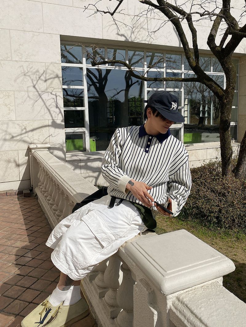 HOLY IN CODE（ホーリーインコード）の「No.1195 R stripe collar KNIT（Tops）」